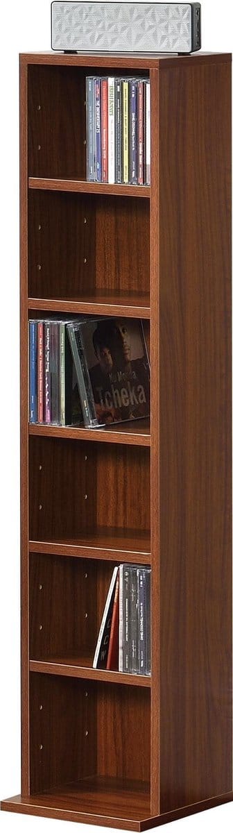 CD DVD kast vakkenkast met 6 planken 90x20x20 cm walnoot