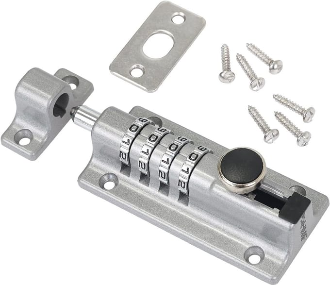 Veilige viercijferige combinatie deurknopslot van zinklegering | 12,2 x 4 x 4,7 cm | Zilver