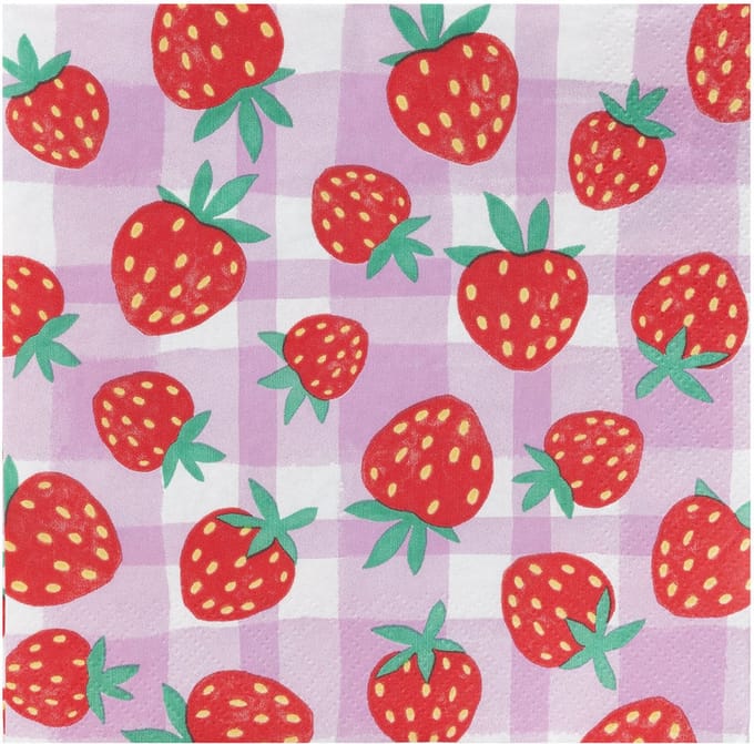 Talking Tables servetten aarbeien - aardbei - strawberry - 33 x 33 centimeter - 20 stuks