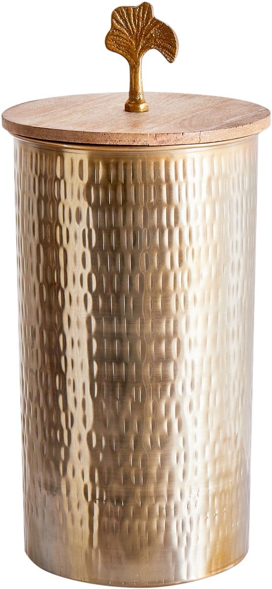 ASWAN - Bewaarpot - Donkere houtkleur - Aluminium