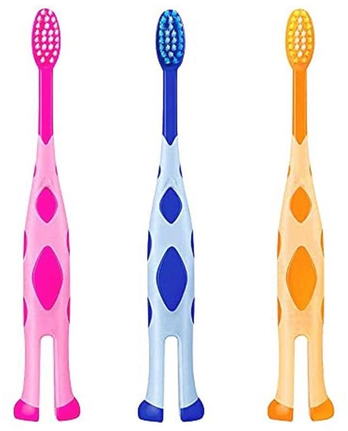 Kindertandenborstel met Extra Zachte Haren en Staande Basis - 3 Pack voor Ouders