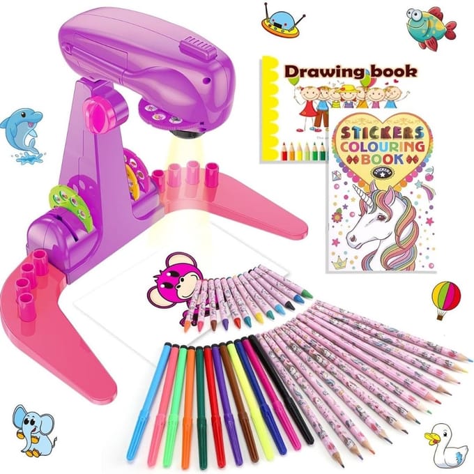 Core® Tekenprojector - Tekenprojector Kinderen - Kinder Tekenprojector - Paars/Roze - 17cm x 12cm x 24cm