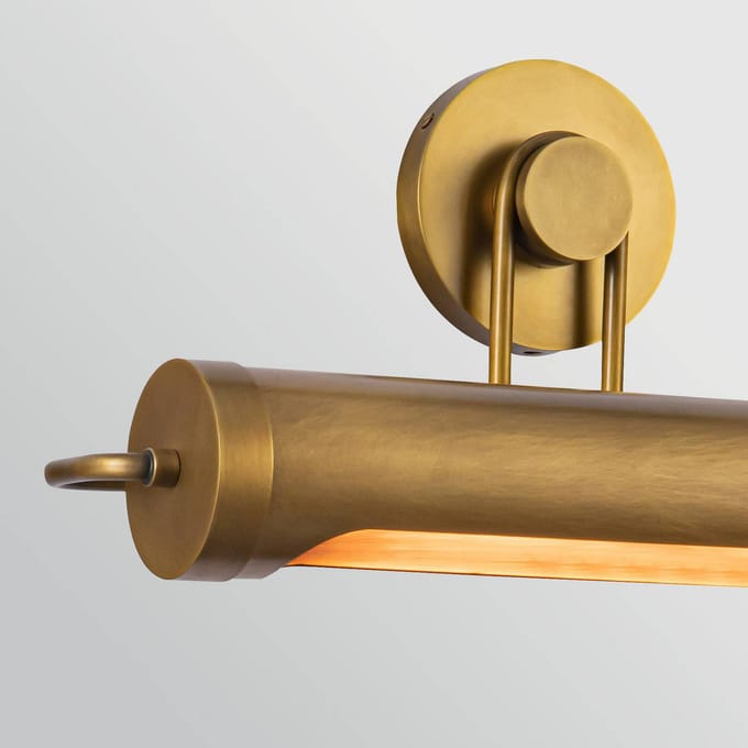 Quintiesse wandlamp WYNWOOD, oud messing, breedte 51 cm, metaal, 2 x E27
