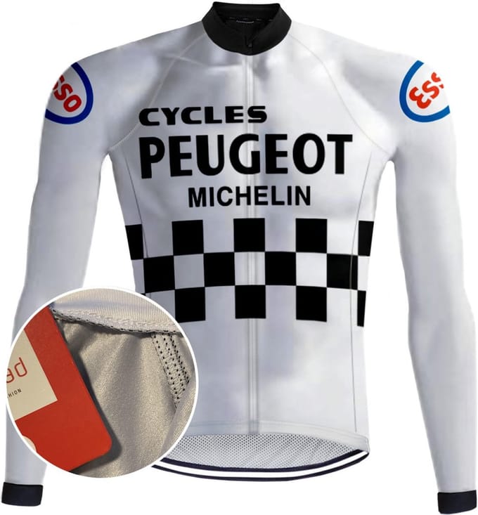 Retro Wielershirt lange mouwen Peugeot Wit - REDTED - M