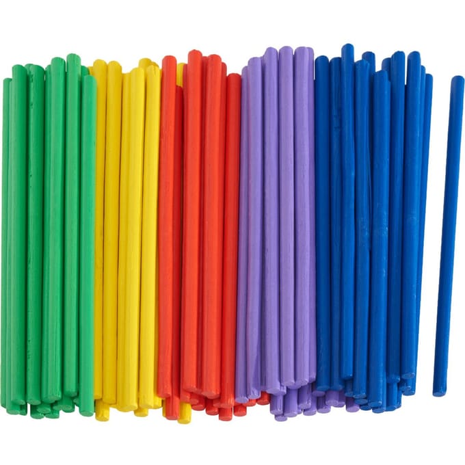 VBS XXL Bamboestokjes "Gekleurde" - 100 stuks, L 8 cm, Ø 0,35 cm