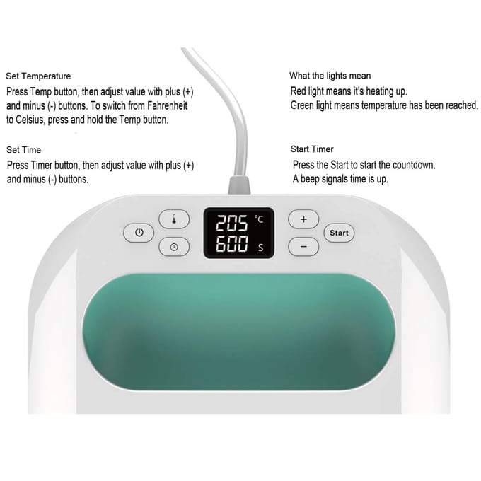 Handheld hittepersmachine 9''x9'' ijzeren pers Snelle opwarming Instelbare temperatuur en timer Auto groen