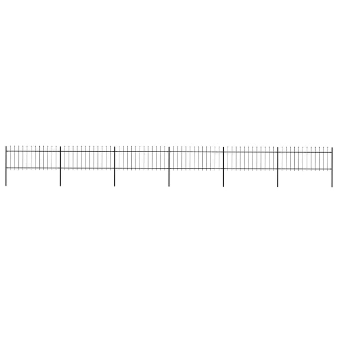 vidaXL - Tuinhek - met - speerpunt - staal - 1005x80 - cm - zwart