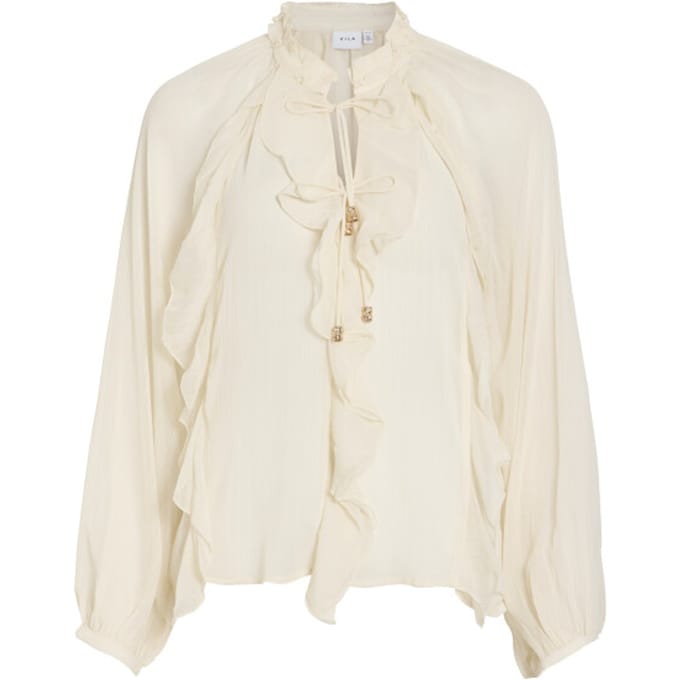 VILA - VITIRO V-NECK L/S FLOUNCE TOP/BFS - Dames - Blouses