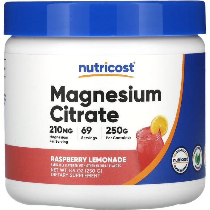 Nutricost, Citrate de magnésium, Limonade à la framboise, 250 g (8,9 onces)