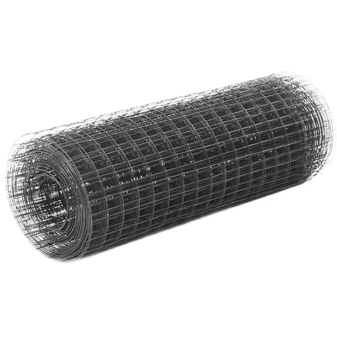 vidaXL - Kippengaas - 10x0,5 - m - staal - met - PVC - coating - grijs