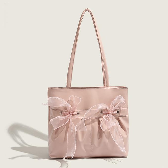 Origineel Ontwerp Strik Grote Capaciteit Dames Mode Tote Tas Onderarmtas roze