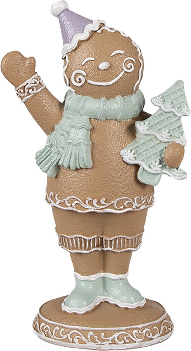 Clayre & Eef Kerstdecoratie Beeld Gingerbread man 16 cm Bruin Polyresin