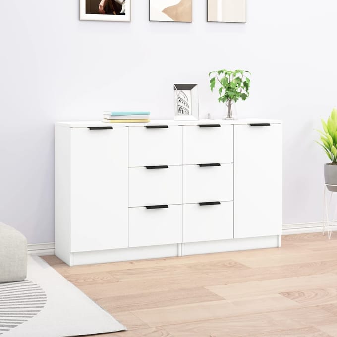 vidaXL - Dressoirs - 2 - st - 60x30x70 - cm - bewerkt - hout - wit