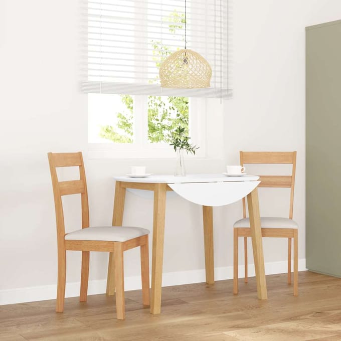 vidaXL - Eetkamerstoelen - met - kussens - 2 - st - massief - hout - naturel - rubber