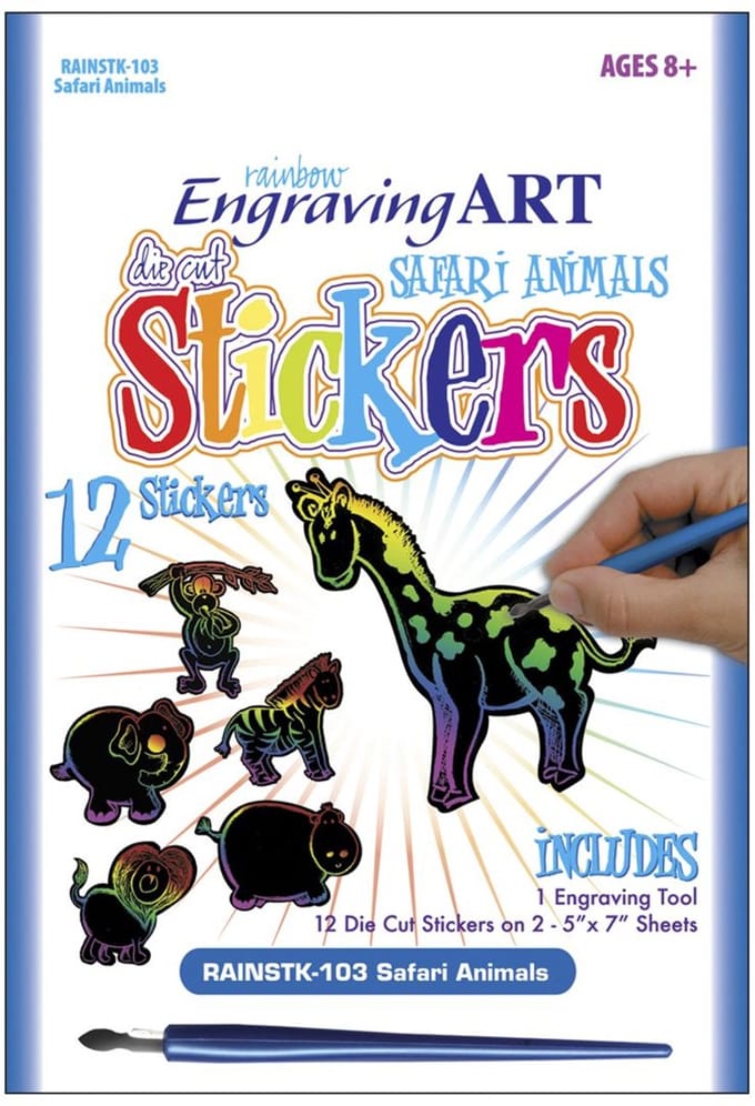 Grafeer stickers - krasstickers regenboog - safari dieren - RAINSTK-103