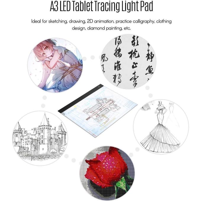 LED A3-lichtpaneel Grafisch tablet-lichtpad Digitaal tablet-copyboard met 3-niveau dimbaar A3 wit