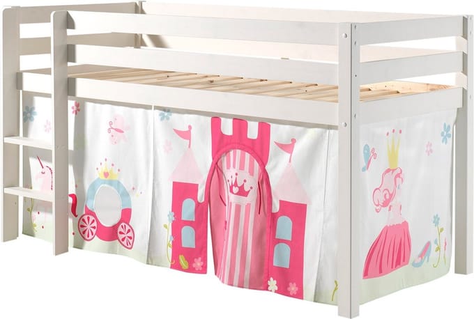Vipack - Halfhoogslaper Charlotte met bedtent princess II - 90x200 - Wit