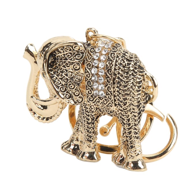 Porte-clés éléphant galvanisé rétro porte-clés bonne chance respectueux de l'environnement porte-clés éléphant doré