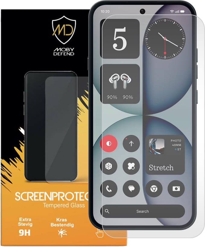 MobyDefend Screenprotector - Geschikt voor Nothing Phone (4a) - Case-Friendly Screensaver - Gehard Glas