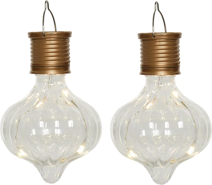 Lumineo solar hanglamp LED - 2x - Marrakech - kunststof - D8 x H12 cm