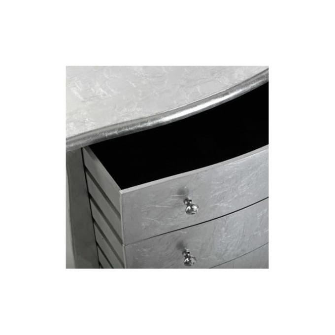 Commode - VERSA - CAGLIARI - 3 tiroirs - Gris - Feuilles d'argent