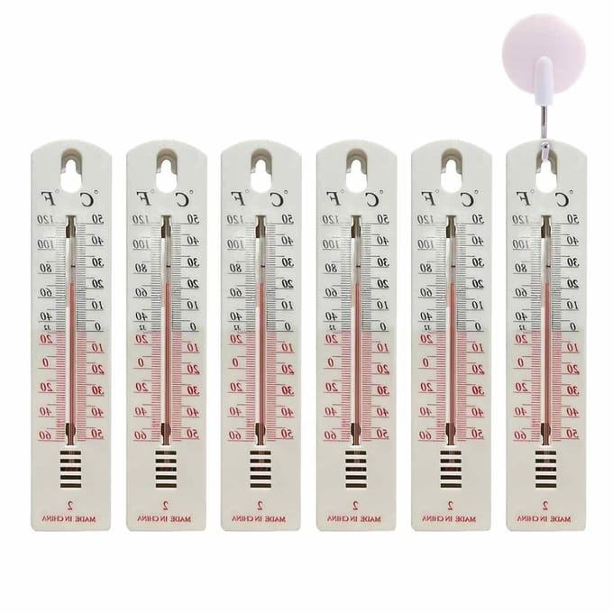 Muurthermometer Binnen - Temperatuurmeter Wand - Temperatuur Bewaken - Breed Toepassingsgebied - 19.5x4cm - Wit