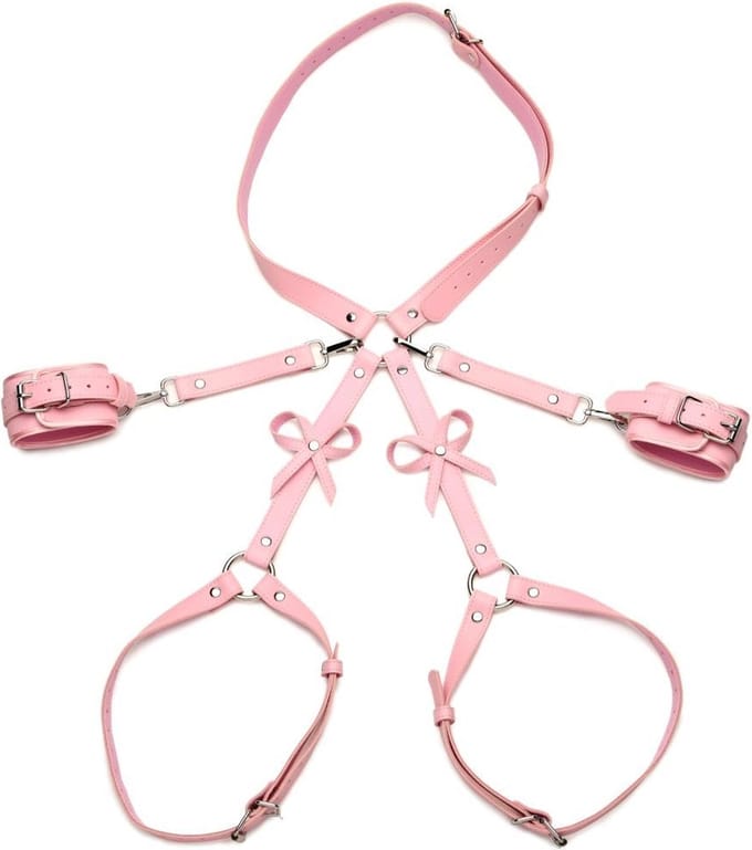 Bondage Harnas met Strikken - M/L - Roze