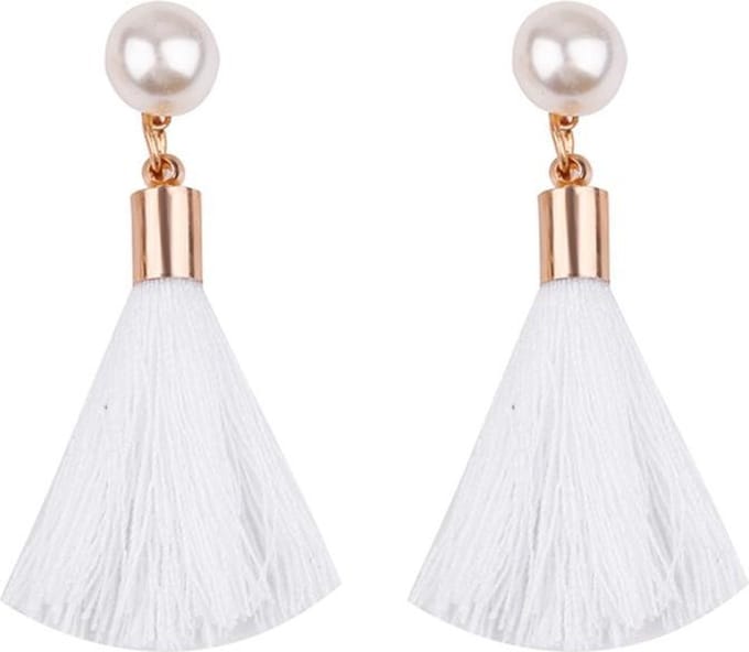Fako Bijoux® - Oorbellen - Kwast Parel - Wit