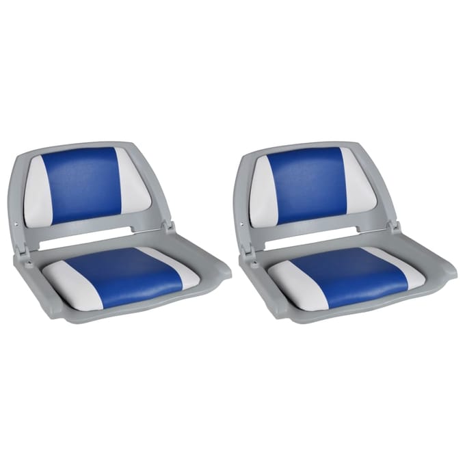vidaXL - Bootstoelen - 2 - st - inklapbare - rugleuning - 41x51x48 - cm - blauw - wit