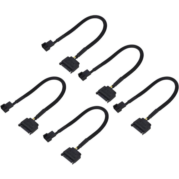 5 stuks SATA 15-pins naar 4-pins koelventilator voedingsadapterkabel converter 22AWG-kabel black
