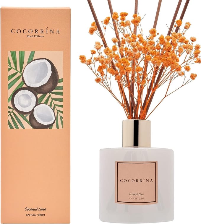 Solidchoice- Geurverspreider 200 ml - 8 Geurstokjes - Natuurlijk Aroma - Etherische Oliën - Decoratieve Plank - Langdurige Geur - Rietdiffuser