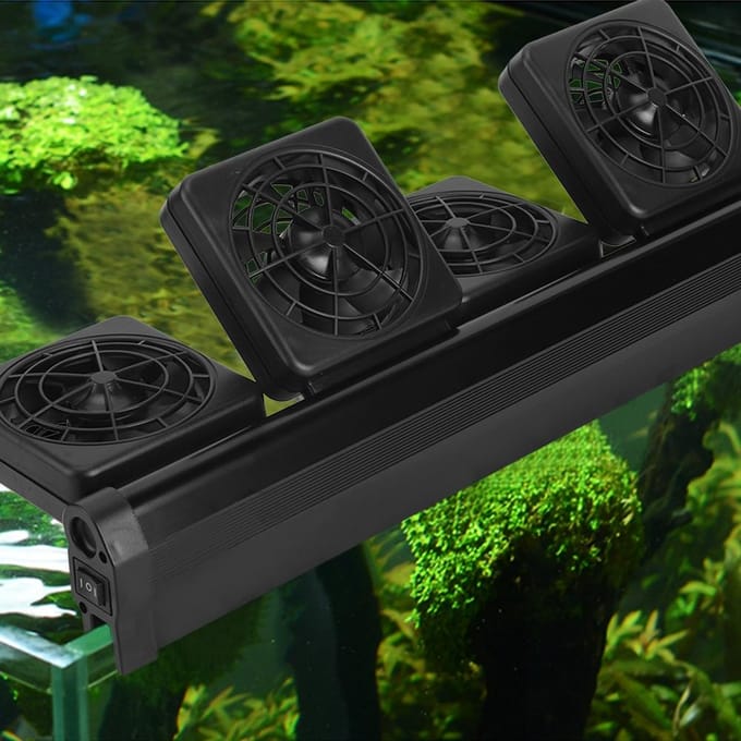 Mini Vier Koppen Verstelbare Vistank Aquarium Koelventilator Hang On Koeler gray