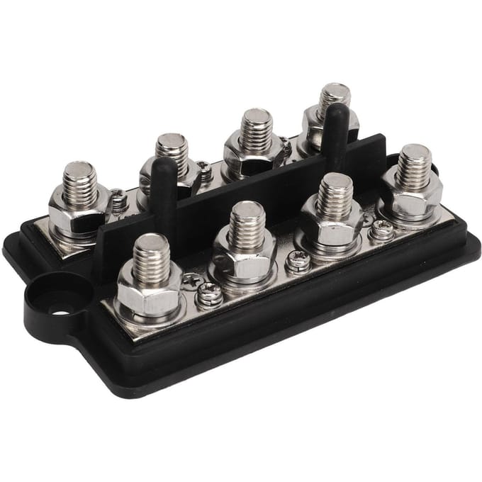 Verzamelrail Marine RV Batterijklem Stroomverdeelblok 2 Rijen M8 Stud DC12‑48V 150A Zwart gray