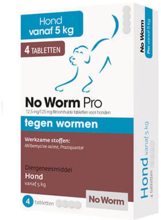 No Worm - Pro Hond Ontwormingstabletten voor Honden vanaf 5 kg - 4 pillen