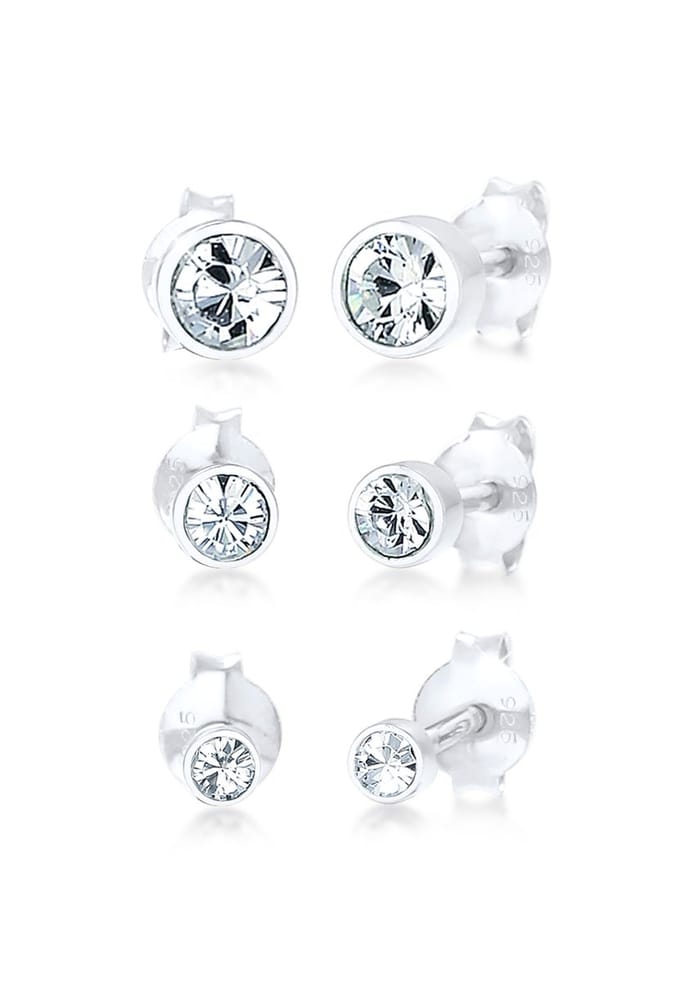 Elli Oorbellen Steker Set Kristallen Basic 925 Zilver