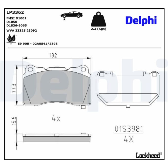 Remblokset DELPHI LP3362, voor
