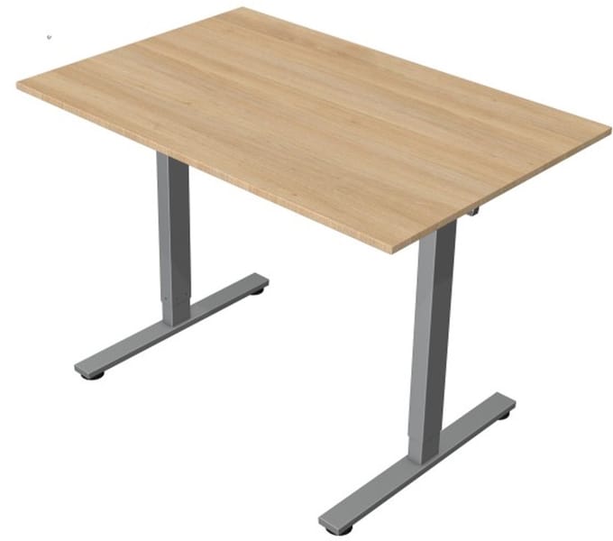 Zit-sta bureau Move New Base – Elektrisch bureau – 120 x 80 cm – Licht eiken