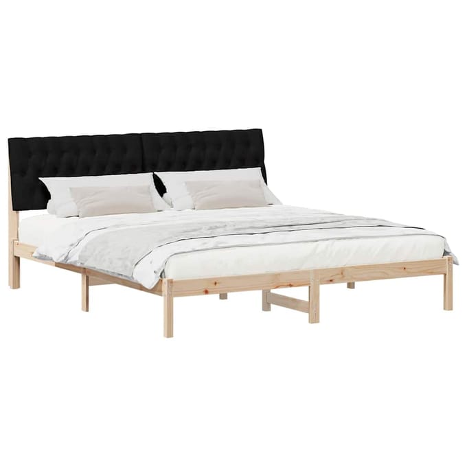 vidaXL - Bedframe - met - Gevoerde - Hoofdbord - Bruin - 180 - x - 200 - cm