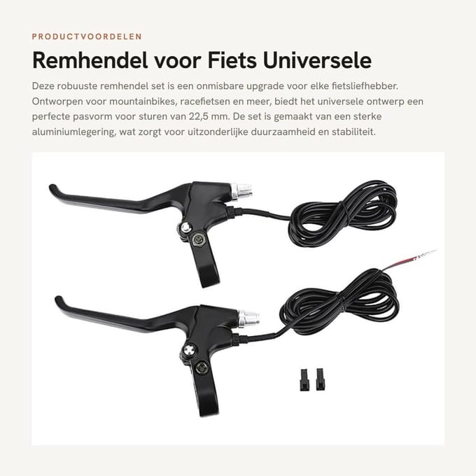 Dailygoods- Remhendel Aluminiumlegering - Remgreep - Remhendel Fiets - Universeel - Voor E-fiets - 1,7 m Remkabel - Fietsrem