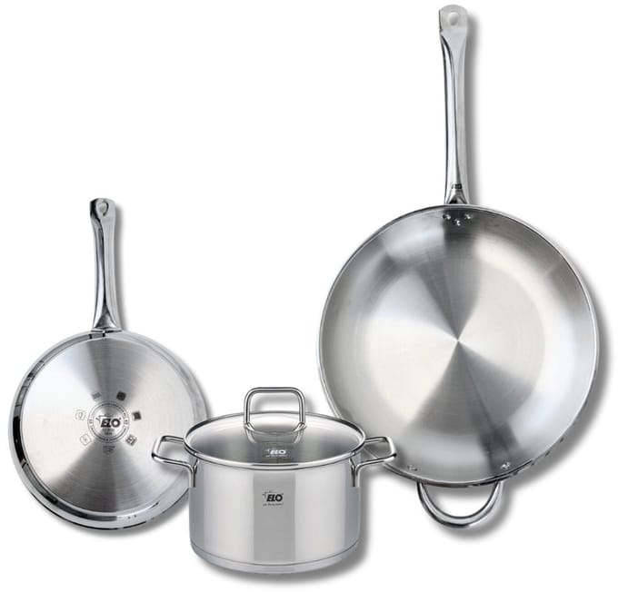 Set van 2 Koekenpannen 24 en 32 cm en 1 braadpan 20 cm Elo Profi Citrin