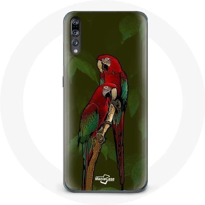 Coque - Huawei - P20 - Rouge - Pionus Perroquet - Souple rouge