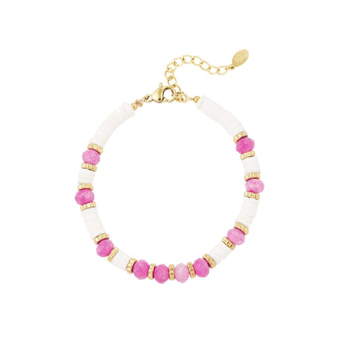 Bijoutheek Armband (sieraad) Discs En Kralen roze