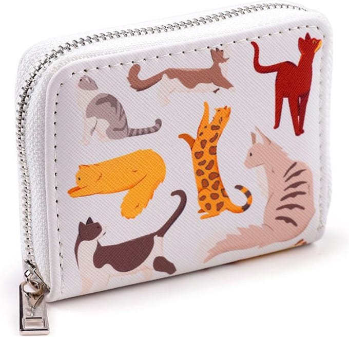 Portemonnee - Feline Fine Cats wit - Rondrits - 8.5x11.5x2.5cm