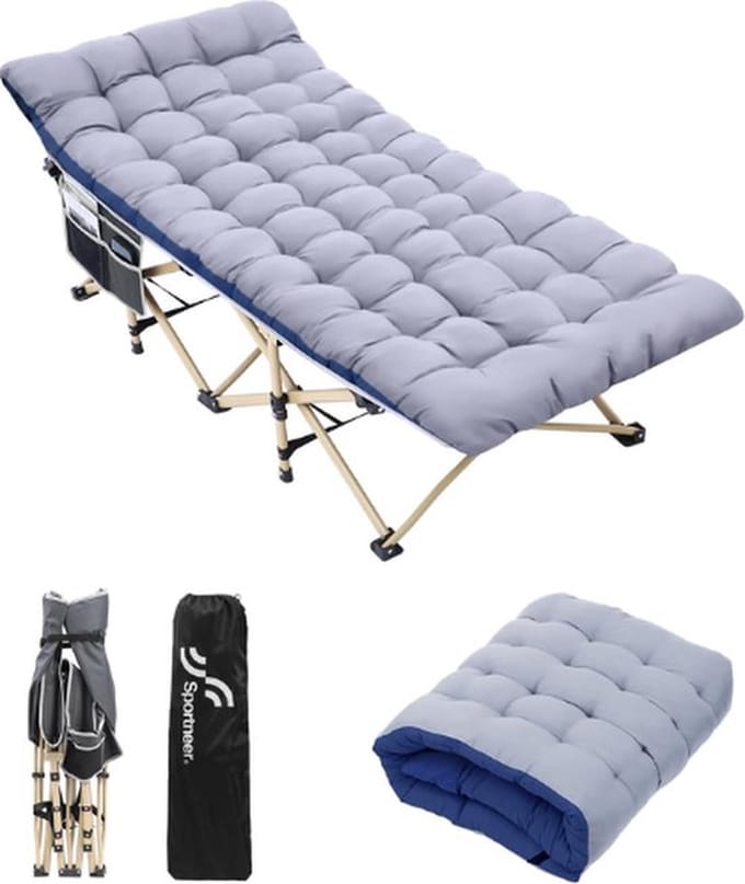 Kampeerbed – Voor Volwassenen – Campingbedje – Veldbed – Stretcher – Ligbed Inklapbaar – Multifunctioneel Design – Paars