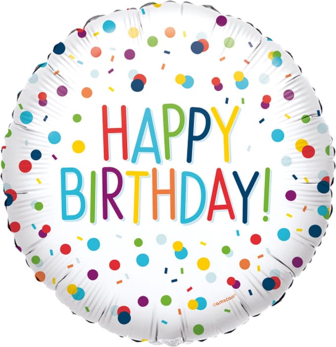 Folieballon happy birthday confetti