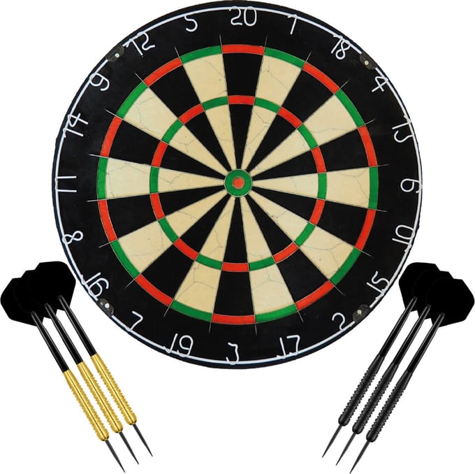 Darts Set Plain + set van 6 dartpijlen - dartbord