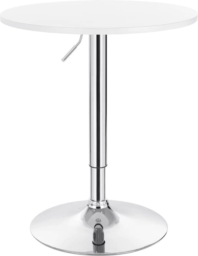 Bolt Edge Ronde Bartafel - Wit - Verstelbaar - Hout Metaal - 60x60x68-88cm