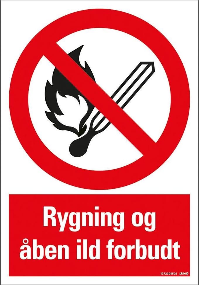 Pickup bord 23x33 cm Combinatie - RYGNING OG ABEN ILD FORBUDT