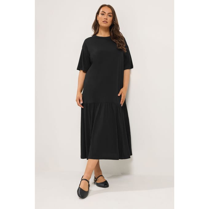 Yours Zwarte Maxijurk Met Verlaagde Taille Size 50-52