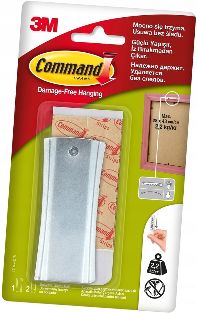 Command 3M Universele Haak voor Fotolijsten - 2,2 kg - Zilver